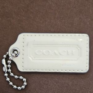 Coach Patent Leather White Replacement Hangtag Charm Fob 2.5"